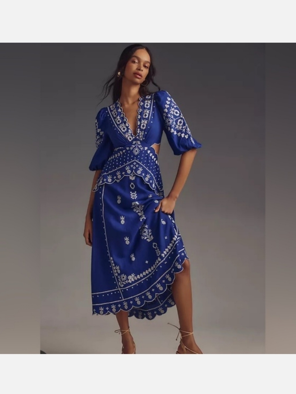 Farm Rio Navy Embroidered Maxidress - Picture 3 of 6